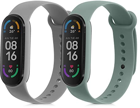 kwmobile Pulsera compatible con Xiaomi Mi Smart Band 6 / Mi Band 6 / Band 5 correa - 2x Correas de silicona flexible - Tamaño ajustable