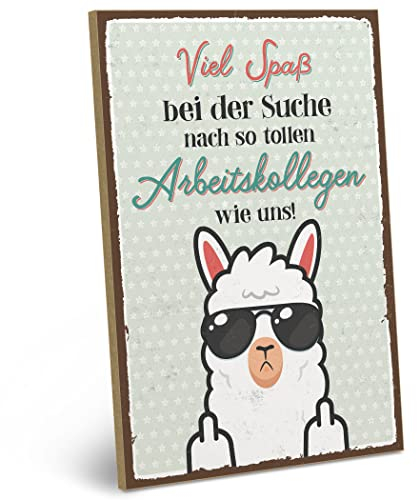 ARTFAVES® Wandbild Holzschild mit Spruch - Viel Spaß bei der Suche - Arbeitskollegen - Türschild Retro Vintage Deko Bild Geschenk - Kollegin Abschied Geschenk