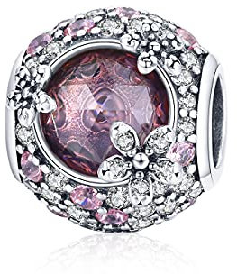 Ciondolo romantico con fiori di ciliegio in argento sterling 925 adatto per collana con bracciale Pandora