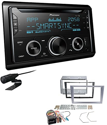 Pioneer FH-S720BT 2-DIN CD Autoradio Bluetooth kompatibel mit Apple und Android Smartphones USB passend für Opel Tigra Twintop 2004-2009 matt-Chrome