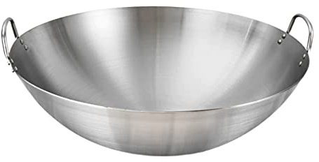 Kichvoe Sartén De Cocina De Acero Inoxidable Sartén Hogar Doble Asa Práctica Para Cocinar De Cocina Para Uso Diario De Acero Inoxidable Para Wok