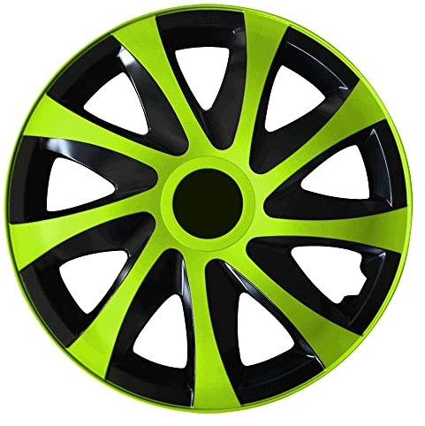 RADKAPPEN-KÖNIG 1STÜCK EINZELN 15 Zoll 15 RKK04 Schwarz-Grün Radkappe Radzierblende