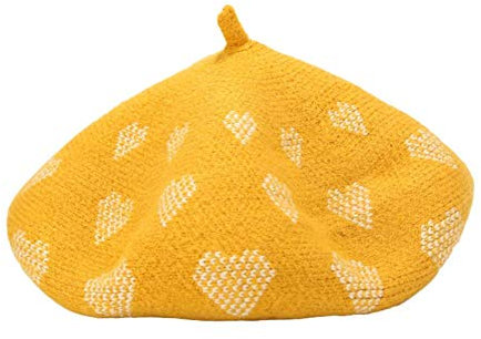 AUNEVN Damenkappe Winter Warmes Barett Klassischer Retro-Baser-Autumn-Künstler-Hut Strickmütze Frauen-Accessoires-Hut-Embroide Der Liebe/Lemon Tree/M