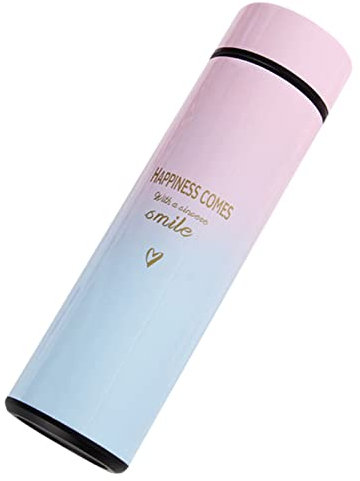 VALINK Smart-Thermo-Wasserflasche, LED, digitale Temperaturanzeige, Edelstahl, Kaffeebecher, 500 ml (Farbverlauf, Rosa)