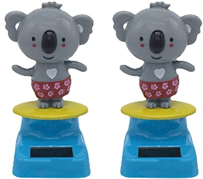 Asudaro 2 Stücke Schöne Koala Puppen Solar Auto Layout Lustige Schütteln Koala Dekoration Ornament Solarbetriebene Autoverzierungen Display Bobblehead kreative Auto Dekoration Grau
