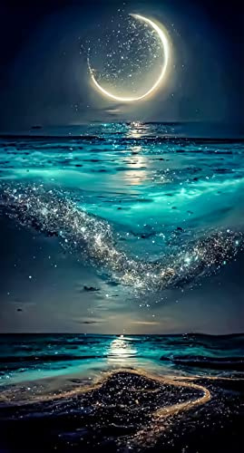 YALKIN Large Diamond Painting Kits for Adults,5D DIY Diamond Art Moon 15.7x27.5inch Full Round Drill Paint by Number Kit Perfect for Adults Beginner Kids Relax Home Wall Decor Chrtistmas Gifts