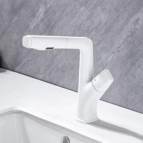 Mitigeur Lavabo avec Douchette Extractible, Robinet Lavabo Laiton Robinet de Lavabo