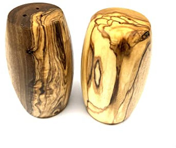 D.O.M. Olive Wood Salt and Pepper Shakers - Single or as a Set (Set of Salt and Pepper Shakers)