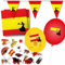 Firlefantastisch Dekoset Spanien - 20x Servietten, 3,5m Wimpelkette, Konfetti, 8 Ballons - Spanien Dekoration - Rot, Gelb, Orange - Papier - 4 Stück