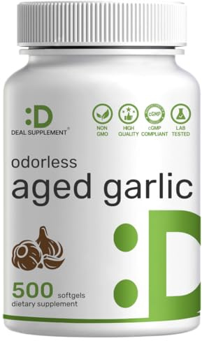 Odorless Aged Garlic, 500 Softgels – Enhanced with MCT Oil - Fresh Allium Sativum Bulb Source – 2-Years Aged Garlic Extract – Non-GMO, cGMP Manufactured