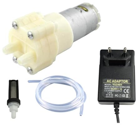 CHANCS 385 DC 24V pompe à membrane auto-amorçante avec moteur amortisseur, filtre en silicone et alimentation électrique pour le cycle quotidien de l'eau des appareils d'aquariophilie.