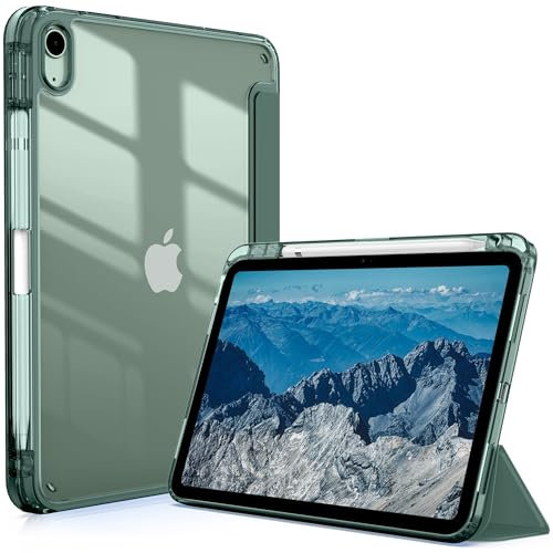 CACOE Funda Compatible con iPad 11.ª Generación (A16) 11 2025 / iPad 10.ª Generación 10.9 (2022) (A2757/A2777), Funda Trasera Transparente con Portalápices Compatible,Verde Noche