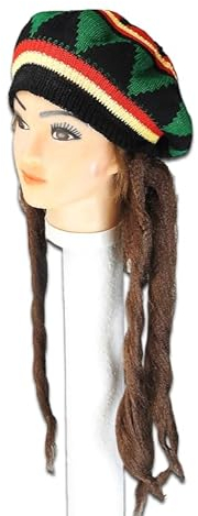 Rastamütze, Jamaika-Mütze mit braunen Dreadlocks - Kostüm-Perücke, Perücke-Kostüm Verkleidung, Halloween, Fasching