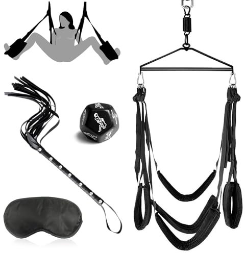 BDSMAGE Liebesschaukel Sexschaukel,Augenbinde Erotische Peitsche Sex hart erotisches Sexspielzeug für beide zusammen Sex Spielzeug ab 18 für Paare extrem Sex Toyset für Paar Set (Schwarz)