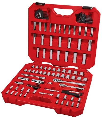 CRAFTSMAN Mechanics Tool Set 105 Pcs, Standard (SAE) and Metric with Case , 1/4 and 3/8 Inch Drive Car Tool Kit( CMMT12123)