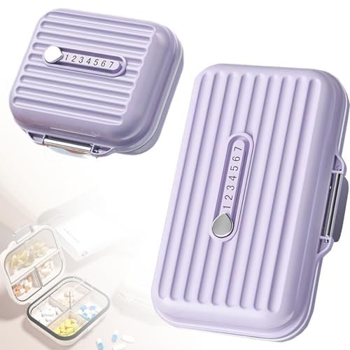 Ptyism 2 Stück Pillendose für Unterwegs(Groß und Klein-Purple)Tablettenbox 7 tage für unterwegs丨Reise Pillenbox,Pill Organizer Travel Für Reise und Tägliches Gebrauch usw
