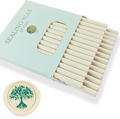 Ioggtser 30 PCS Mini Glue Gun Wax Seal Stick for Stamp, Wedding Invitations, Cards, Envelopes (Milk White)
