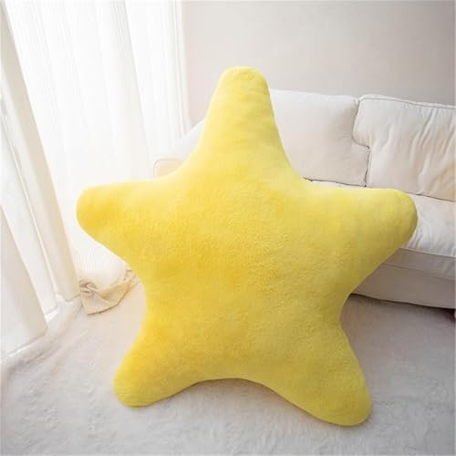 Kuschelkissen Kinder Sternkissen, Weiche Flauschige Sternform Zierkissen Sofakissen, Plüsch Kissen Dekokissen für Mädchen & Jungen Zuhause Schlafzimmer Deko (Gelb,18cm)