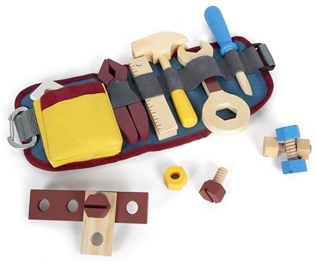 small foot Werkzeuggürtel „Workshop“, mit umfassendem Werkzeug und Zubehör aus Holz, für Kinder ab 3 Jahren, 12602