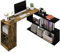 HOMCOM Platzsparender Eckschreibtisch mit S-Regal, Moderner Holzschreibtisch, 140x120x78 cm, Rustikales Braun und Schwarz
