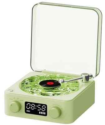 Waves Vinyl Bluetooth Speaker - The Waves Vinyl Player,Bluetooth Vinyl Record Waves Player, Mini Retro White Noise Bluetooth Speaker, Portable Old Ethylene Album, RGB Light & Nature Sounds (Green)