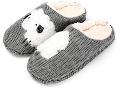 MIEHUIAI Pantofole Donna Invernali Peluche Ciabatte Casa Pelose Calde Morbide Pantofole Memoria Schiuma Scarpe Interno All'aperto(40/41EU,Pecora Bianca)
