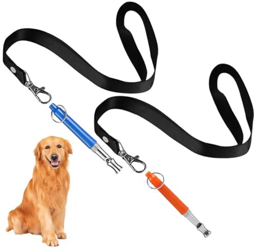 UYVPAER 2 Stück Hundepfeife Hochfrequenz Lautlos,Gegen Bellen Hunde Pfeife Rückruf,Einstellbare Leise Hundepfeifen Gerät,Metall Whistle Training Lanyard Für Hundeausbildung