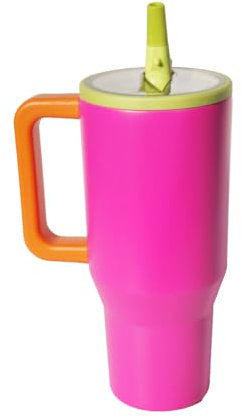 ThreeRs Tumbler with Handle Flip Up Straw 30 oz Leak Proof Vacuum Insulated Stainless Steel Mug, Rubber Base, Traveller, Travel Mugs, Stainless Steel, Silicone Nozzle, Leakproof PCTG Lid (Orchid)
