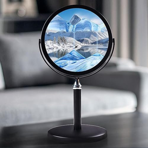 MYBSXKEOZ Sablier Decoratif 3D Cadre Sablier Mouvant en Verre Rond, Art De Sable Image Dynamique,Peinture De Sable Qui Coule,Cadre Sablier en Verre Rond pour Décoration La Maison Bureau(D)