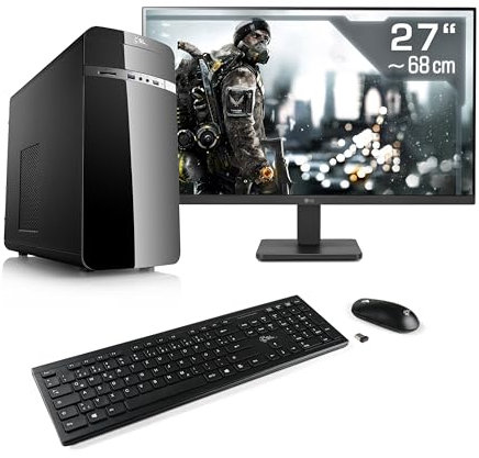 Office PC mit Windows 11 Home, Intel Core i5-12400 6X 2500 MHz, 500 GB M.2 SSD, 16 GB DDR4-RAM, Intel UHD Graphics 730, MSI Mainbaord, USB 3.2, 27 Zoll Full-HD, Tastatur/Maus-Set, M11330H