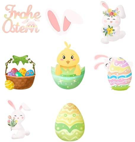 GoldRock 8 Stile Ostern Hase Tortendeko Essbar, 48 Stück Oster Essbare Tortendeko,Osterhase,Ostereier,Hasen Ohren Essbare Kuchen Deko Ostern,Ostern Party Esspapier Muffin Deko,Osterdeko Cupcake Topper