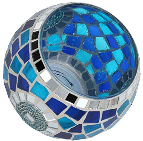 Teelichthalter Im Europäischen Stil, Blaues Ozean-Thema, Blaugrünes Reflektiertes Licht, Kerzenhalter aus Glas Zur Dekoration