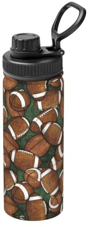 Botella de agua de acero inoxidable con aislamiento de doble pared para exteriores, diseño de fútbol, color verde