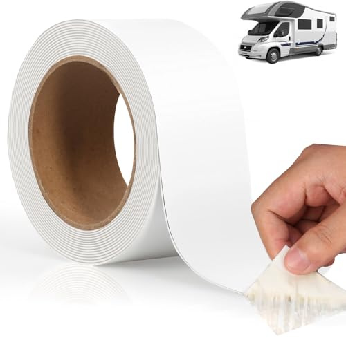jiawaggag Wohnwagen Dichtband Weiß 5cmx5m Reparatur Klebeband Weiss Zelt Reparatur Klebeband Butylband Wasserdicht für Wohnwagen Dach Glas Fenster Rohrdicht (10m)