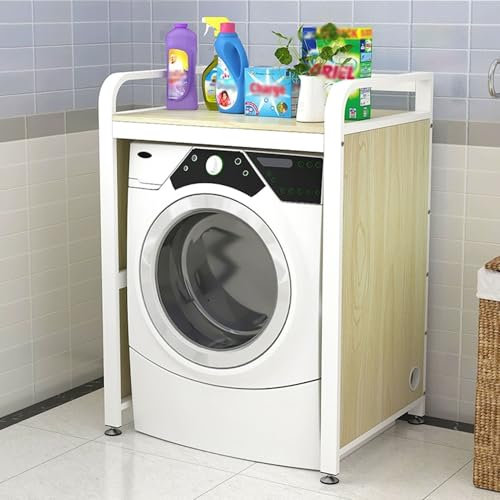 Meuble Machine à Laver et Seche Linge Support de rangement pour lave-linge et sèche-linge, gain de place, Support de rangement pour lave-linge avec panneau latéral, Kit de superposition pour sèche-lin