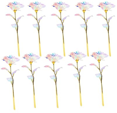 10 Rosen aus 24 Karat Gold für Sie | Galaxie-Rosengeschenk für Freundin, Blumen, romantische Geschenke für Geburtstag, Hochzeitstag, Valentinstag