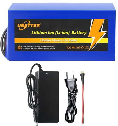 UBETTER 48V Ebike Batterie 8AH Lithium-Ionen-Akku, 48V 8AH Elektrofahrrad-Akku mit 2A Ladegerät für 0-1400W Elektrofahrrad-Rollermotor (48V 8Ah)