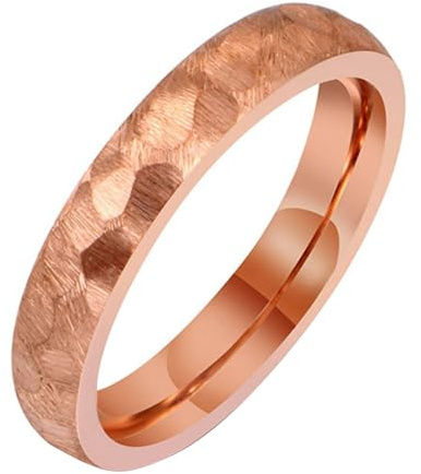 Calefee Ring für Damen Verlobungsring, Trauringe Edelstahl für Herren Bandring Matt Roségold Breit 4 mm, Größe 54