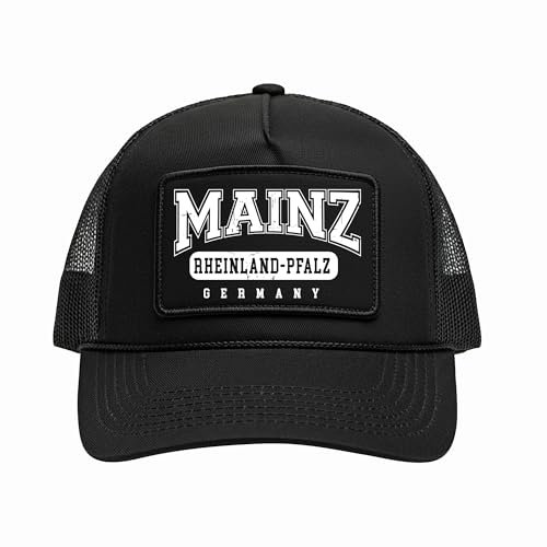 UGLYSHIRT Mainz College City Cap | Verstellbare Basecap Herren – Mütze mit Rhein-Main Bezug – Schwarze Schirmmütze im Streetwear Look