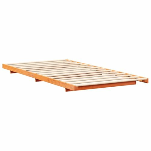 vidaXL Floor Bed Frame Wax brown 80 x 220 cm Solid pine wood, Wooden Bedframe, Solid Pine Bed, Minimalist Design, Low Profile, Japandi Style, Indoor Furniture, Scandinavian Aesthetic