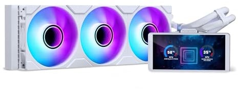 Phanteks Glacier One M25 LCD RGB All-In-One CPU Liquid Cooler with 6 IPS Display, M25 Gen2 ARGB Fans, NEXLINQ Compatible, Intel & AMD Support – 360mm White