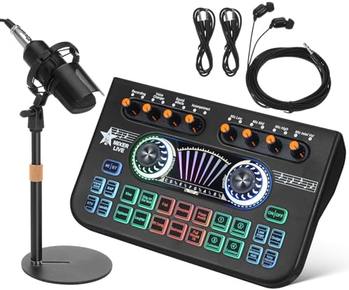 Set Scheda Audio Live X3-bm700 e Mixer Microfono Nero | Gaming e Podcast, Metallo e Plastico, Plug And Play, Qualità Sonora Professionale, Tecnologia di Mixaggio
