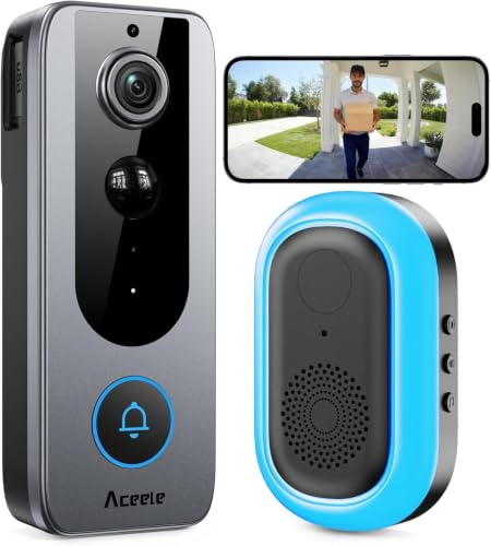 Aceele Smart Doorbell Wireless, Battery-Powered Wireless Cordless Doorbell