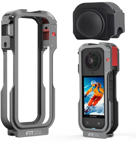 FitStill Schutzhülle für Insta 360 X5, multifunktionales Aluminium-Schutzgehäuse + Silikon-Linsenabdeckung, Kratzfest und staubdicht, Diverse Erweiterungsschnittstellen, X5-Zubehörset