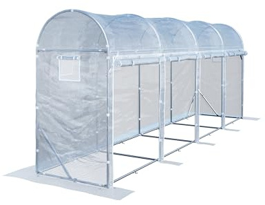 TOOLPORT Tomaten Foliengewächshaus 1x6 m PE 180 g/m² UV stabilisiert Folientunnel mit Stahlrahmen 2 m Stehhöhe Garten Gewächshaus Weiß