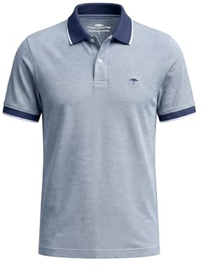 Poloshirt aus Baumwolle mit Strukturmuster und Kontrastkragen midnight / XL