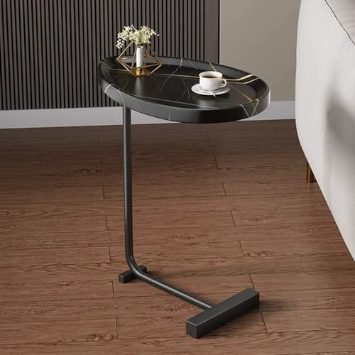 Yesbon ,E,C-Shaped End Table for Couch - Modern Side Table with Metal Frame - Slide under Sofa And Bed - Perfect TV Dinner Table for Living Room and Bedroom