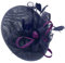 Caprilite Navy and Dark Purple Sinamay Big Disc Saucer Fascinator Hat for Women Weddings Headband
