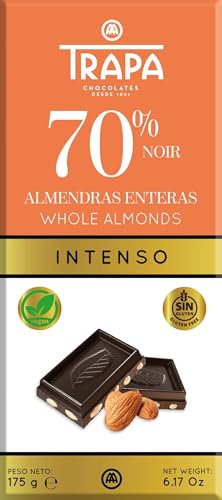 TRAPA - INTENSO. Tableta Chocolate Negro 70% con Almendras Enteras. - 175 gr