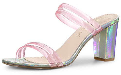 Allegra K Sandales Mules à Talons Hauts et Lanières pour Femmes Rose 38